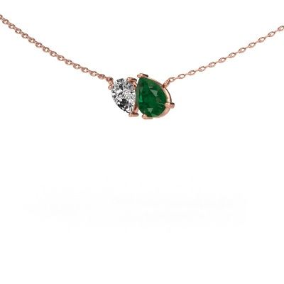 Pendant Toi et Moi PER PER 585 rose gold emerald 8x6 mm