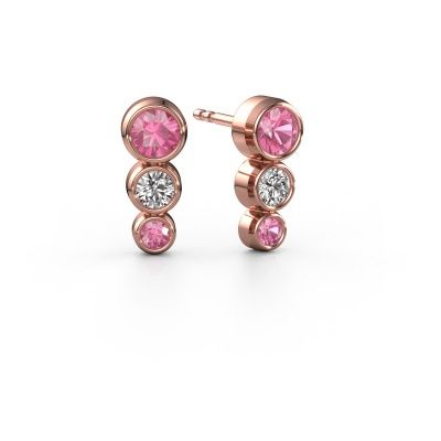 Stud earrings Linda 585 rose gold pink sapphire 4 mm
