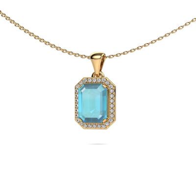 Hanger Dodie 585 goud blauw topaas 8x6 mm