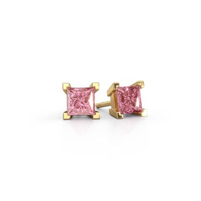 Stud earrings Ariane 585 gold pink lab grown diamond 5 mm