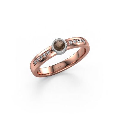 Bague Ise 2 585 or rose quartz fumé 4 mm