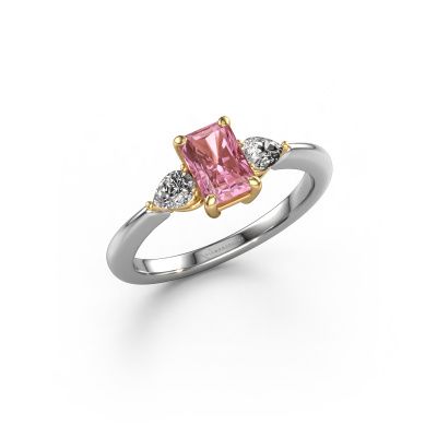 Engagement ring Chanou RAD 585 white gold pink lab grown diamond 6.5x4.5 mm