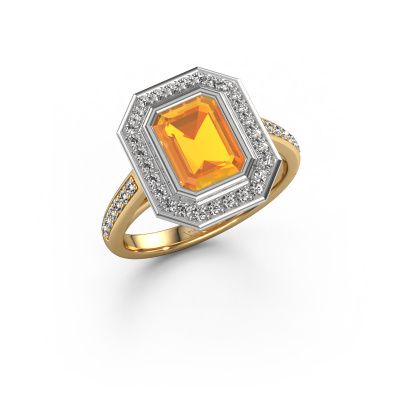 Bague de fiançailles Noud 2 EME 585 or jaune citrine 8x6 mm