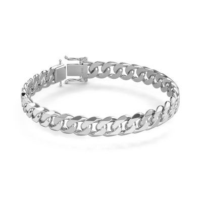 Cuban cuban link bracelet ±0.39 in 585 white gold