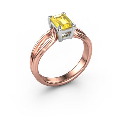Bague de fiançailles Antonia eme 1 585 or rose saphir jaune 7x5 mm