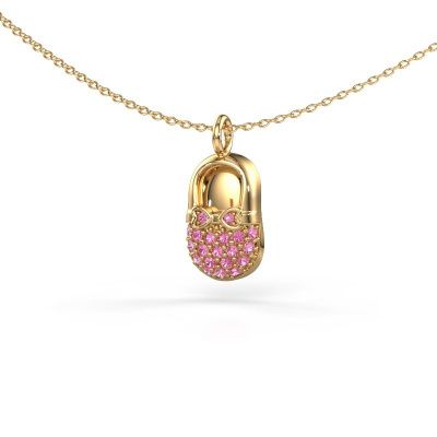 Pendant Babyshoe 585 gold pink sapphire 1.3 mm