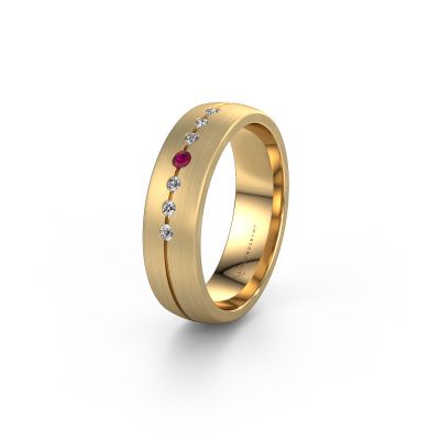 Wedding ring WH0162L25A 585 gold rhodolite ±0.22x0.07 in