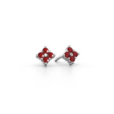Clous d'oreilles Maryetta 950 platine rubis 2 mm