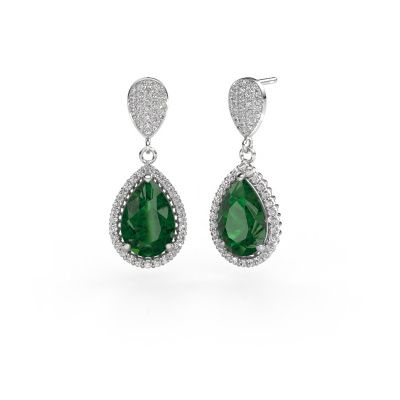 Drop earrings Tilly per 2 585 white gold emerald 12x8 mm