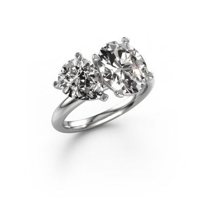 Engagement ring Toi et Moi OVL-PER 585 white gold zirconia 8x6 mm