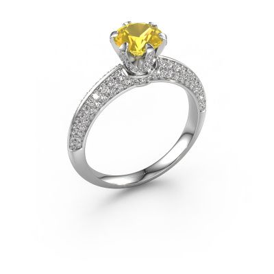 Bague de fiançailles Abby 950 platine saphir jaune 6.5 mm