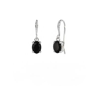 Pendants d'oreilles Laurie OVL 2 585 or blanc diamant noir 2.13 crt