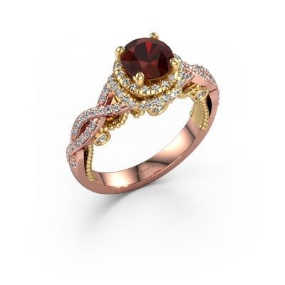Engagement ring Leora 585 rose gold garnet 6.5 mm
