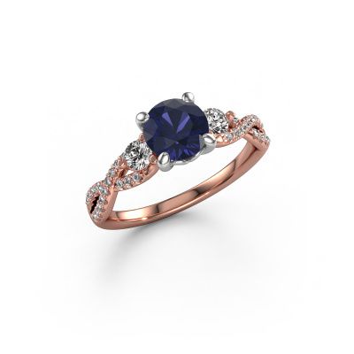 Engagement ring Marilou RND 585 rose gold sapphire 6.5 mm