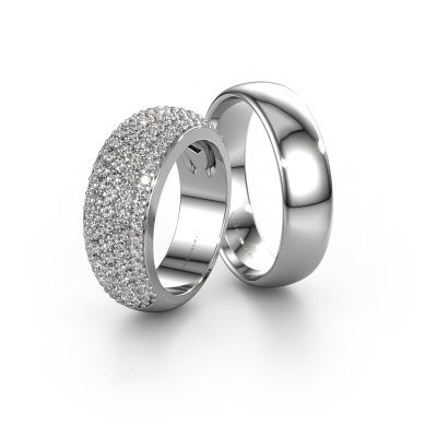 Wedding rings set WHR0306LM36AP ±0.31x0.12in 14 Carat gold diamond 0.008 crt