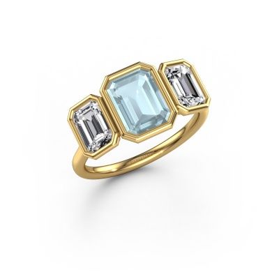 Engagement ring Lavon 3 EME 585 gold aquamarine 8x6 mm