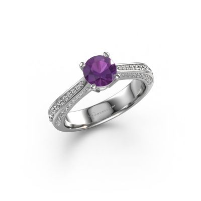 Engagement ring Ruby rnd 585 white gold amethyst 5.7 mm