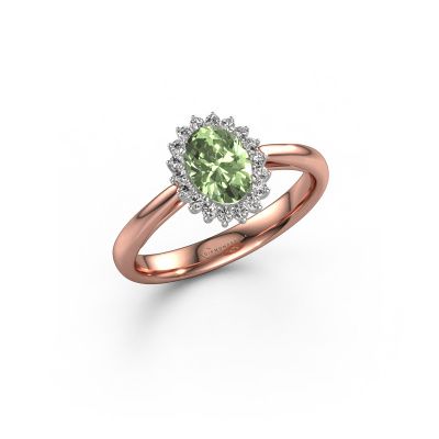 Engagement ring Tilly ovl 1 585 rose gold green lab grown diamond 7x5 mm
