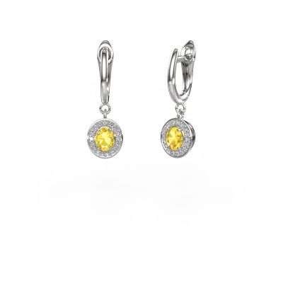 Pendants d'oreilles Nakita 950 platine saphir jaune 5x4 mm