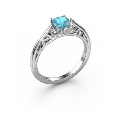 Bague de fiançailles Shannon cus 950 platine topaze bleue 5 mm