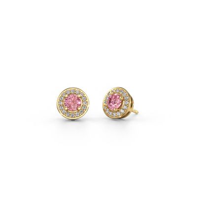 Stud earrings Agaat 585 gold pink lab grown diamond 5 mm