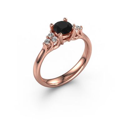 Verlovingsring Monika RND 585 rosé goud zwarte diamant 0.93 crt