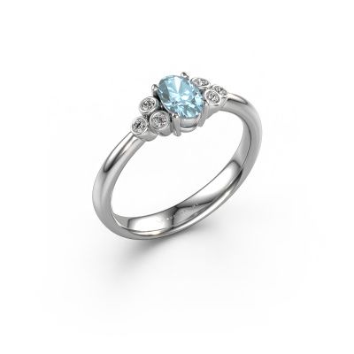 Engagement ring Lucy 1 585 white gold blue lab grown diamond 6x4 mm