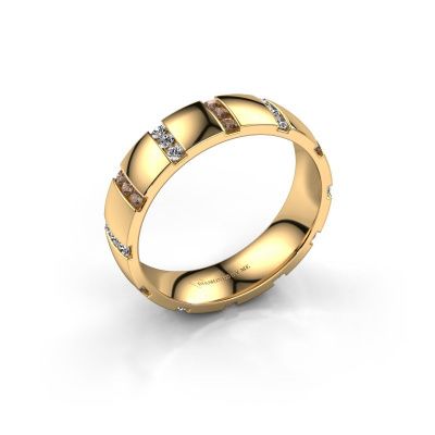 Huwelijksring Juul 585 goud bruine diamant ±5x1.8 mm