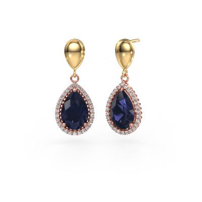 Drop earrings Tilly per 1 585 rose gold sapphire 12x8 mm