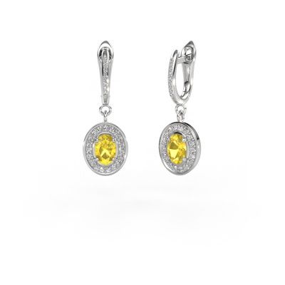 Pendants d'oreilles Layne 2 585 or blanc saphir jaune 7x5 mm