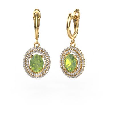 Drop earrings Karren 585 gold peridot 8x6 mm