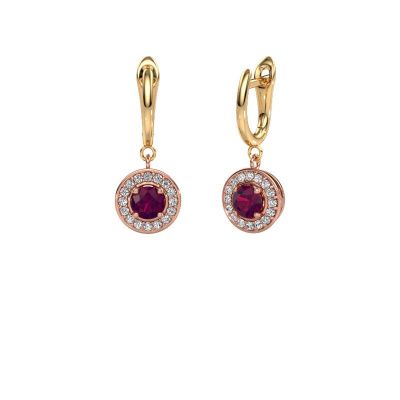 Drop earrings Ninette 1 585 rose gold rhodolite 5 mm