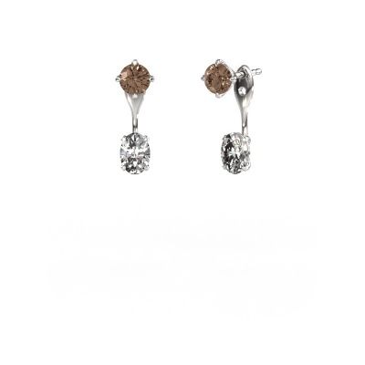 Pendants d'oreilles Kate RND-OVL 950 platine diamant brun 2.40 crt