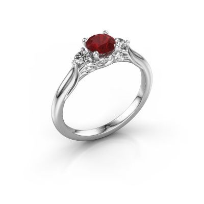 Engagement ring Laurian RND 950 platinum ruby 5 mm