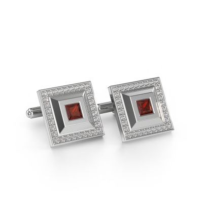 Cufflinks Joris 585 white gold garnet 4 mm