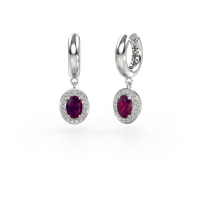 Pendants d'oreilles Annett 585 or blanc rhodolite 7x5 mm