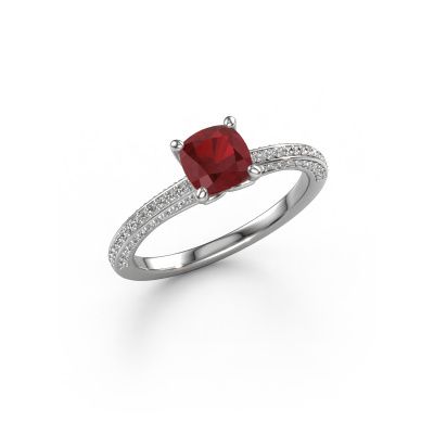 Engagement ring Elenore cus 585 white gold ruby 5.5 mm