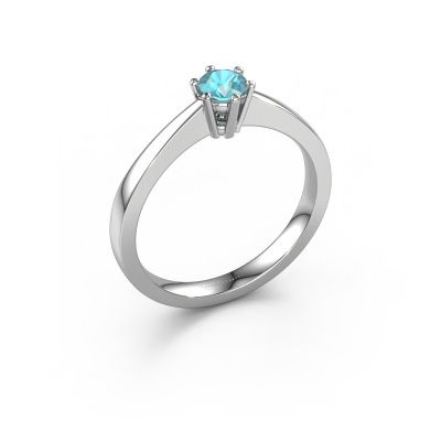 Engagement ring Noortje 585 white gold blue topaz 4 mm