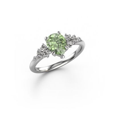 Engagement ring Royce PER 950 platinum green lab grown diamond 8x6 mm
