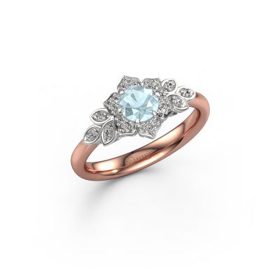 Verlobungsring Tatjana 585 Roségold Aquamarin 5 mm