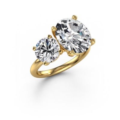 Engagement ring Toi et Moi OVL-RND 585 gold lab grown diamond 6.65 crt