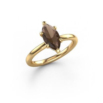 Engagement ring Simone MRQ 2 585 gold smokey quartz 11x5.5 mm