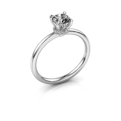 Bague de fiançailles Crystal RND 3 585 or blanc diamant synthétique 0.60 crt