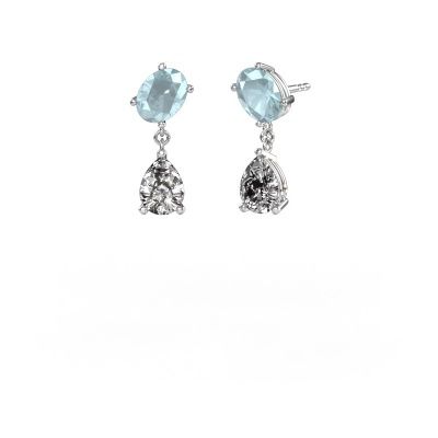 Earrings Toi et Moi OVL-PER 585 white gold aquamarine 8x6 mm