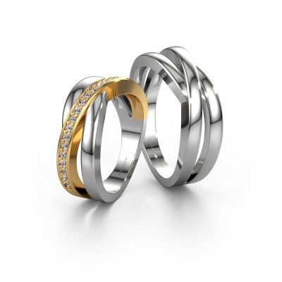 Wedding rings set WHR0361LM ±7x2.8 mm 14 Carat gold diamond 0.01 crt