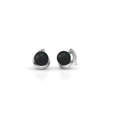 Boucles d'oreilles Kaira 950 platine perle noire 7 mm