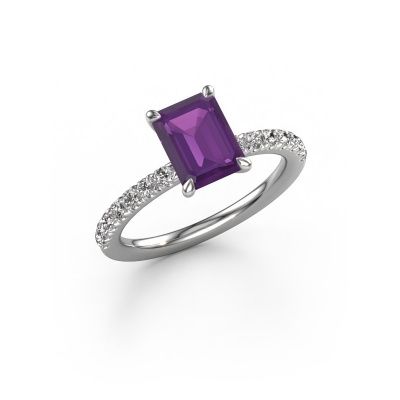 Engagement ring Crystal EME 2 950 platinum amethyst 8x6 mm