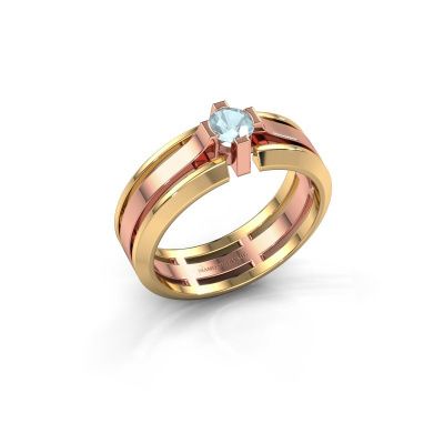 Heren ring Sem 585 rosé goud aquamarijn 4.7 mm