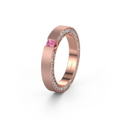 Wedding ring WH2140L14B 585 rose gold pink sapphire ±3,5x2 mm