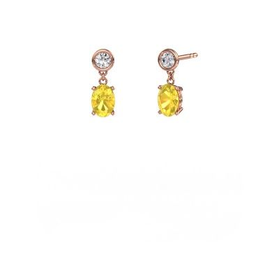 Pendants d'oreilles Lacey OVL 585 or rose saphir jaune 7x5 mm
